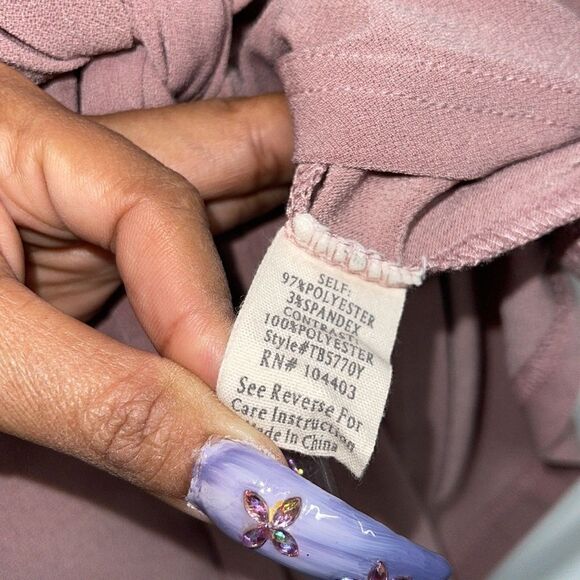 Rose FLOWER N Feather Tie Front Sheer Back Short Sleeve VNeck M Good Condition - Picture 8 of 8